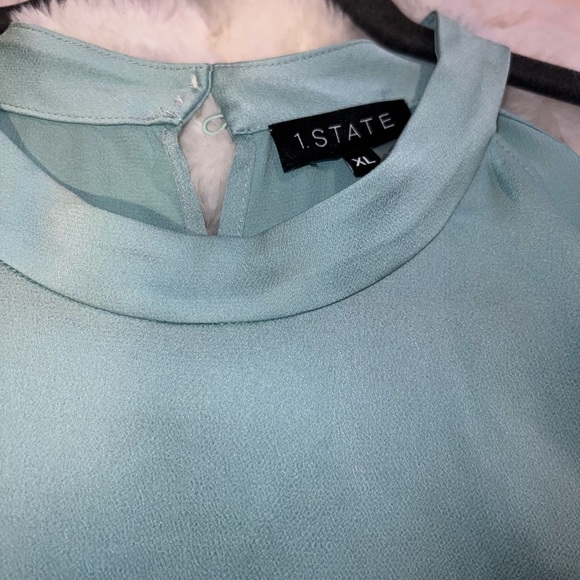 New 1. State Women's Cold Shoulder - Twilight Hour Mint Leaf blouse Sz XL NWT - Picture 5 of 5